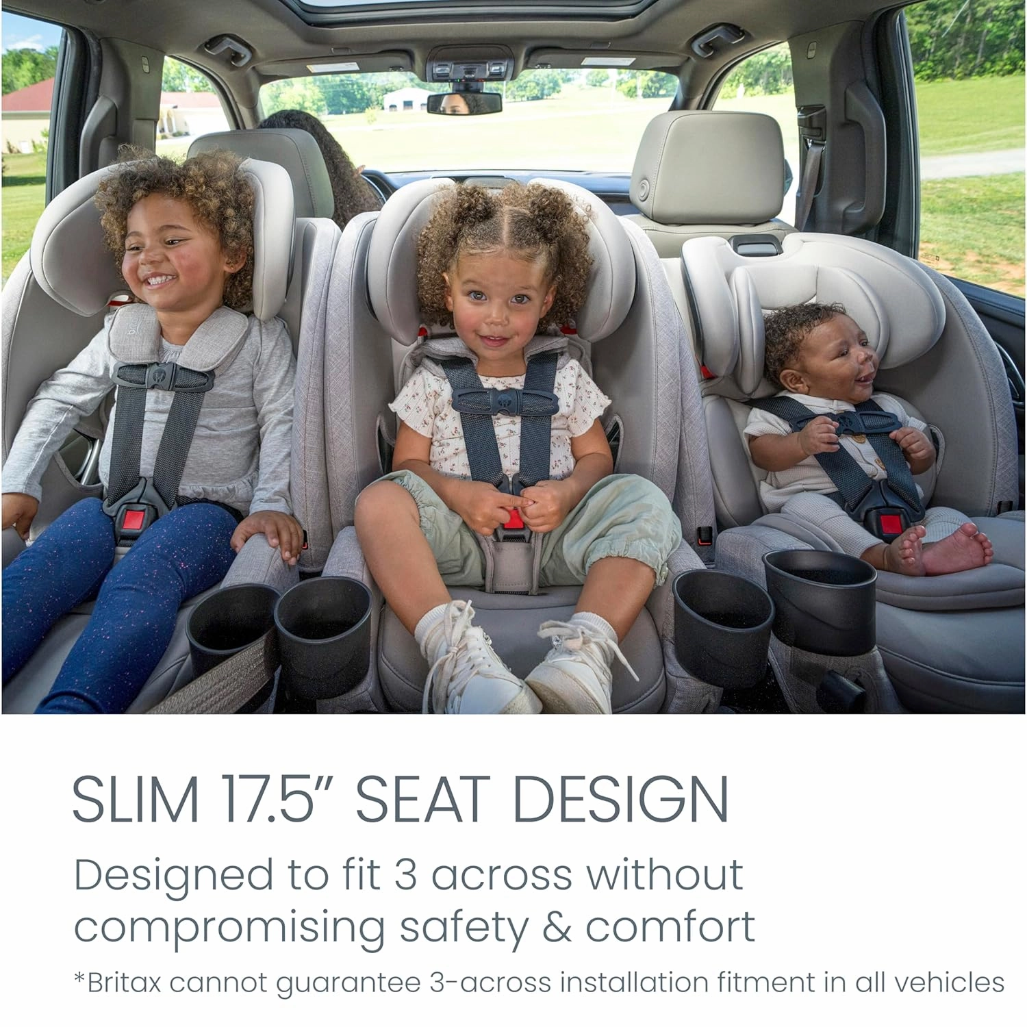 Britax One4Life Slim All-in-One Car Seat, 10 Years of Use, 17.5” SpaceSaver Design, Converts from Rear-Facing Infant Car Seat to Forward-Facing Booster Seat, ClickTight Installation, Raven Black