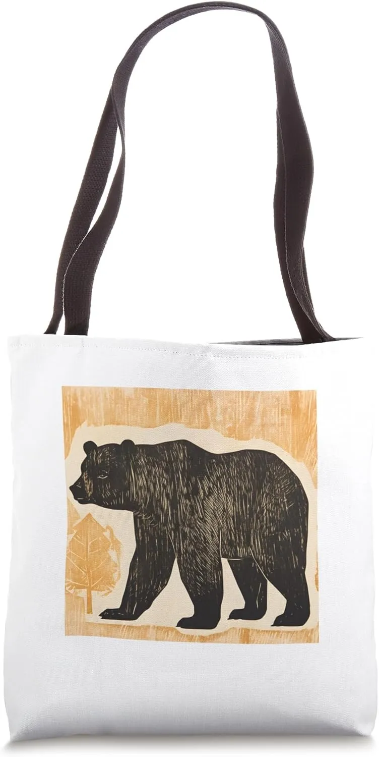 Brown Bear Wilderness Animal Vintage Retro Bear Tote Bag
