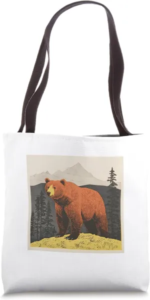 Brown Bear Wilderness Animal Vintage Retro Bear Tote Bag