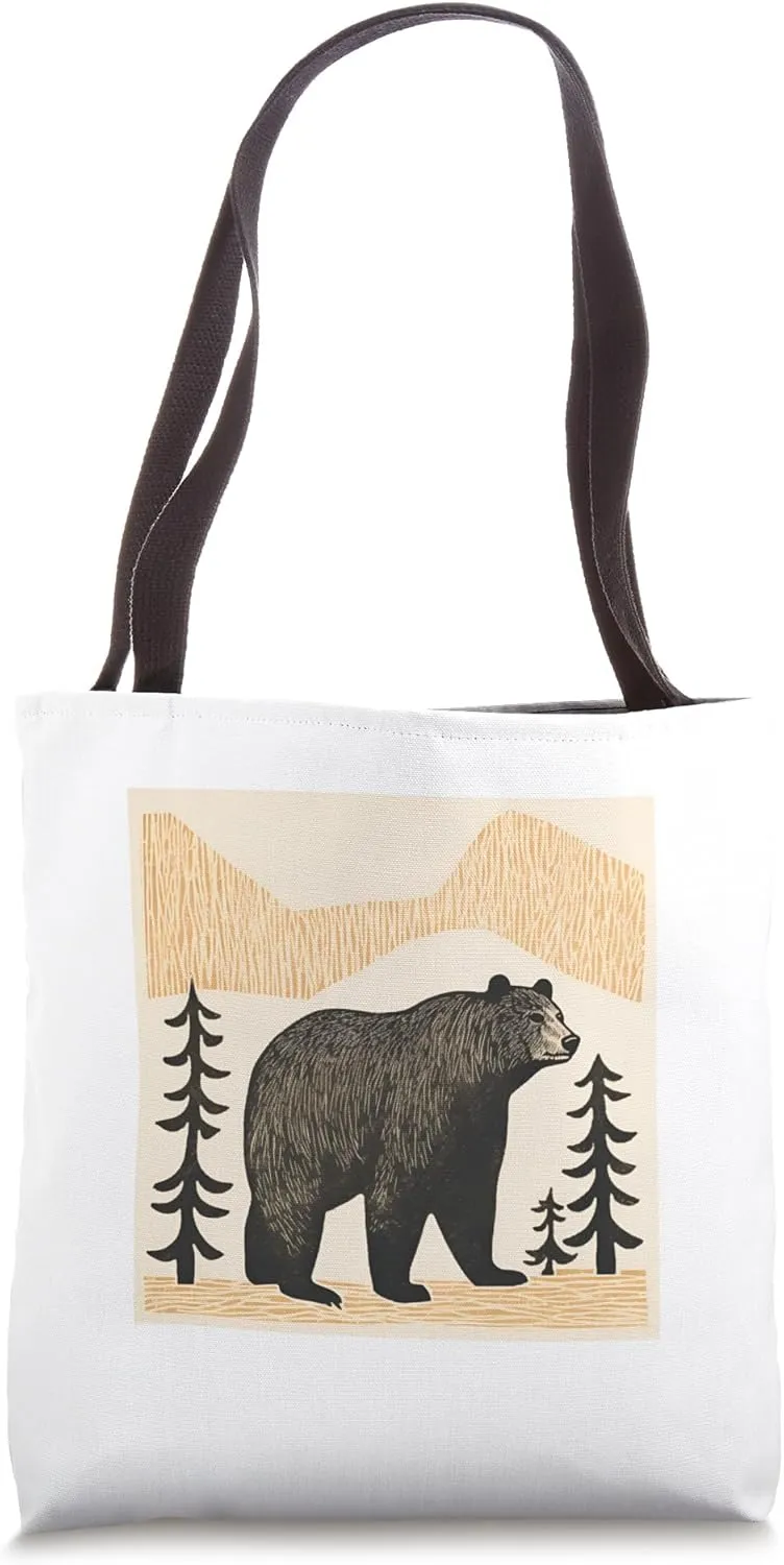 Brown Bear Wilderness Animal Vintage Retro Bear Tote Bag