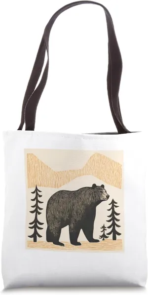 Brown Bear Wilderness Animal Vintage Retro Bear Tote Bag