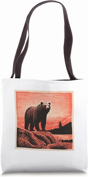 Brown Bear Wilderness Animal Vintage Retro Bear Tote Bag