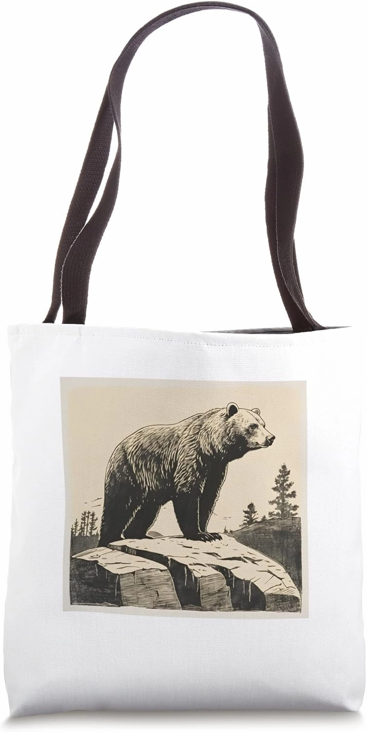 Brown Bear Wilderness Animal Vintage Retro Bear Tote Bag