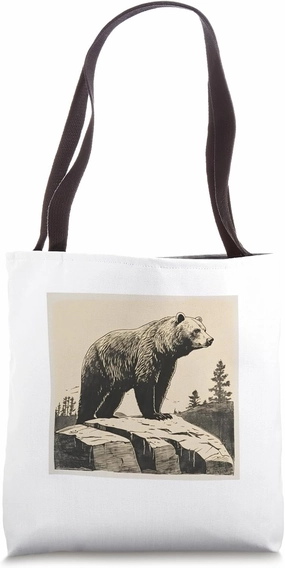 Brown Bear Wilderness Animal Vintage Retro Bear Tote Bag