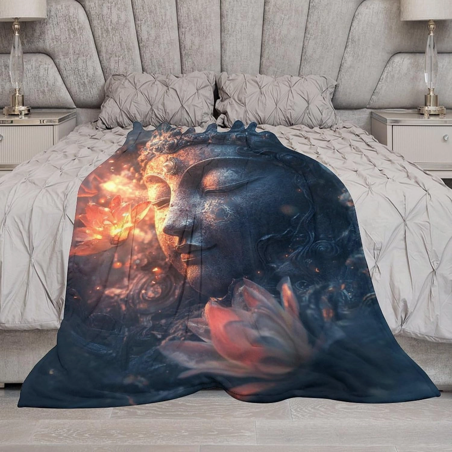 Buddha Zen Blanket Buddhism Buddhist Gifts Buddha Pictures Decor Throw Blanket for Kids Adults Soft Warm Cozy Fleece Blanket for Couch Sofa 40"x50"