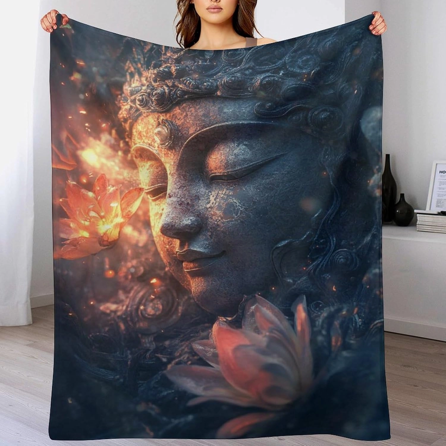 Buddha Zen Blanket Buddhism Buddhist Gifts Buddha Pictures Decor Throw Blanket for Kids Adults Soft Warm Cozy Fleece Blanket for Couch Sofa 40"x50"