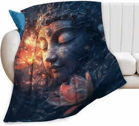 Buddha Zen Blanket Buddhism Buddhist Gifts Buddha Pictures Decor Throw Blanket for Kids Adults Soft Warm Cozy Fleece Blanket for Couch Sofa 40"x50"