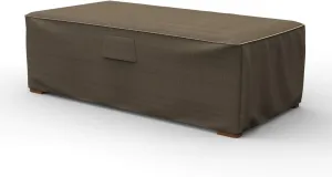 Budge StormBlock Hillside Patio Ottoman/Coffee Table Cover Premium, Outdoor, Waterproof, Large, Black and Tan Weave, 20" High x 26" Wide x 50" Long