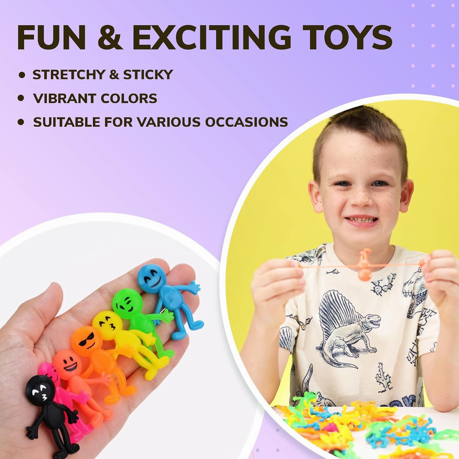 Bulk Toys - 2.5 Inch Stretchy Emoji Toys - Figurines for Kids - 50 Pcs Small Figurines for Party Favors - Fillers Goodie Bag Supplies - Pinata Stuffers - Bulk Gifts for Kids - Vending Machine Toy