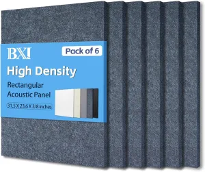 BXI Sound Absorber - 31.5 X 23.6 X 3/8 Inches 6 Pack High Density Acoustic Absorption Panel, Sound Absorbing Panels Reduce Echo Reverb, Tackable Acoustic Panels for Wall and Ceiling Acoustic Treatment