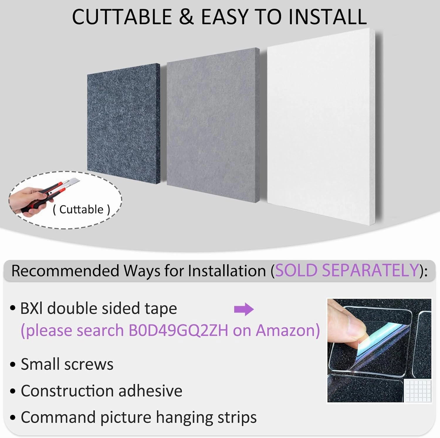 BXI Sound Absorber - 16 X 12 X 3/8 Inches 6 Pack High Density Acoustic Absorption Panel, Sound Absorbing Panels Reduce Echo Reverb, Tackable Acoustic Panels for Wall and Ceiling Acoustic Treatment