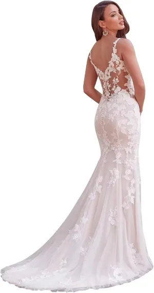 Cadoly Mermaid Wedding Dresses for Bride 2025 Fall V-Neck Modest Tulle Lace Appliques Elegant Boho Beach Bridal Gown