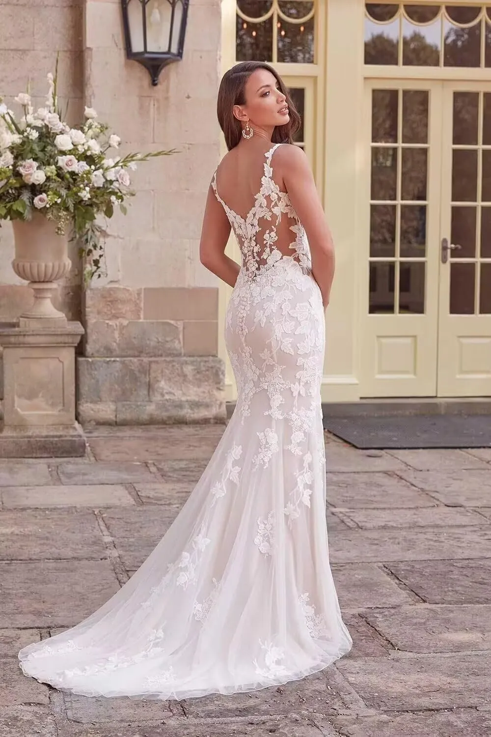 Cadoly Mermaid Wedding Dresses for Bride 2025 Fall V-Neck Modest Tulle Lace Appliques Elegant Boho Beach Bridal Gown