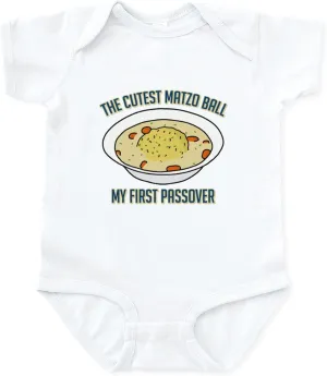 CafePress Matzo Ball My First Passover Baby Light Bodysuit Cute Infant Bodysuit Baby Romper