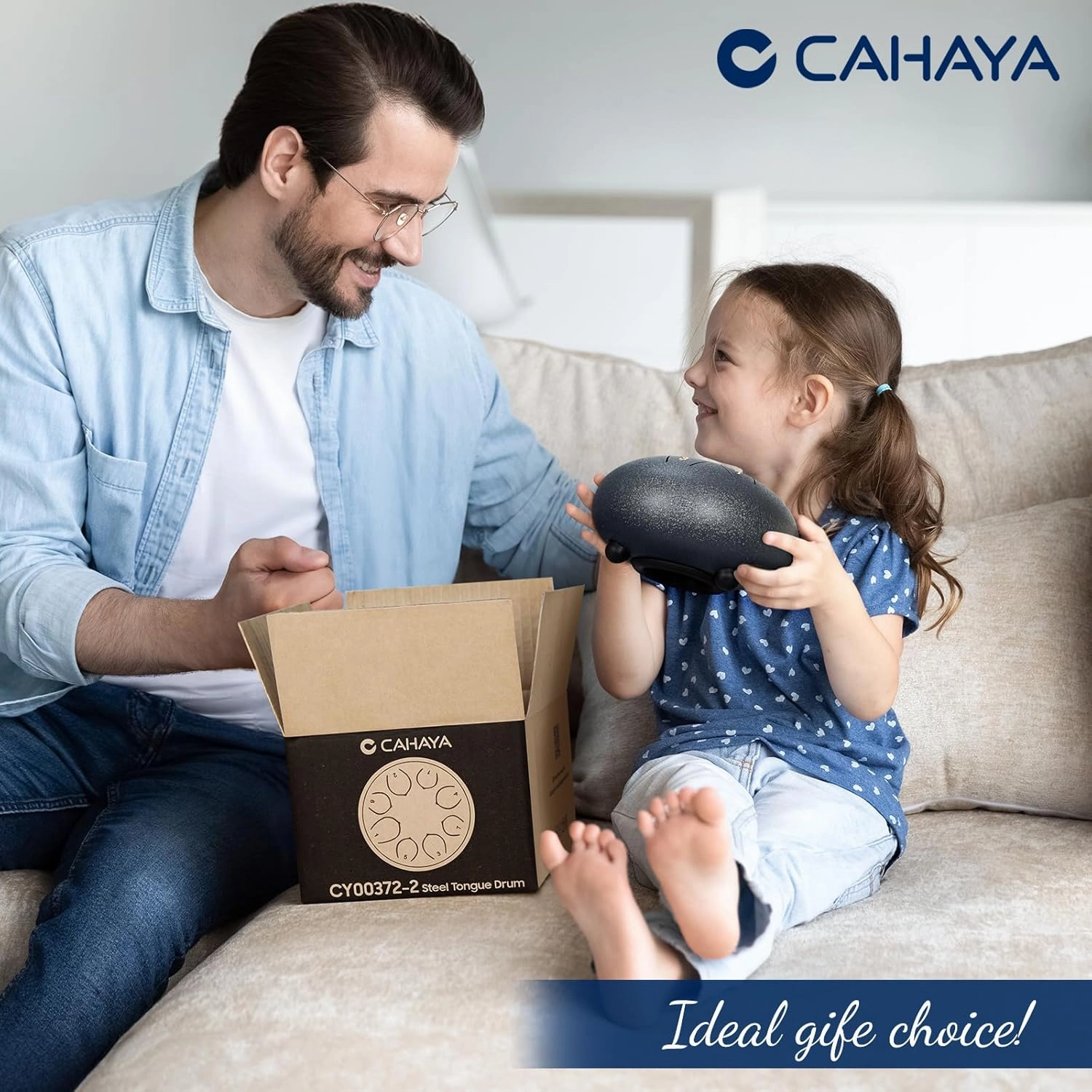 CAHAYA Steel Rain Drum 6-Inch: 8 Notes Steel Tongue Drum with Mallets Finger Paddles Percussion Handpan for Kids Friends Moms Meditation Gift Navy Blue