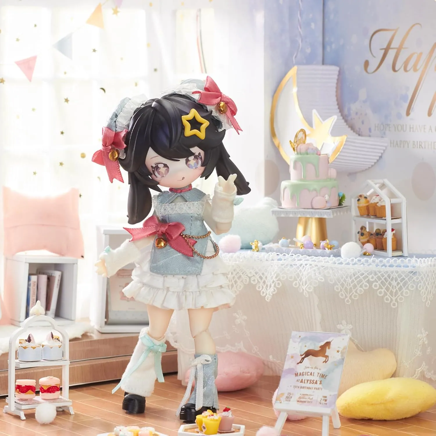 CALEMBOU BJD Blind Box, Jumping Moon Time Rabbits Series 16cm Ball Jointed Doll, Cute Dress Up Doll with Joints, Collection Action Figure Toys, Gift for Girls Boys (Jumping Moon Time-1pc)