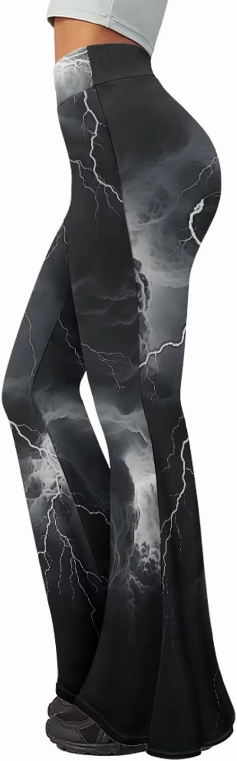Camo Flared Leggings for High Waist Tummy Control, Women's Yoga Pants, Female Soft Lounge Pants for Sports Gym