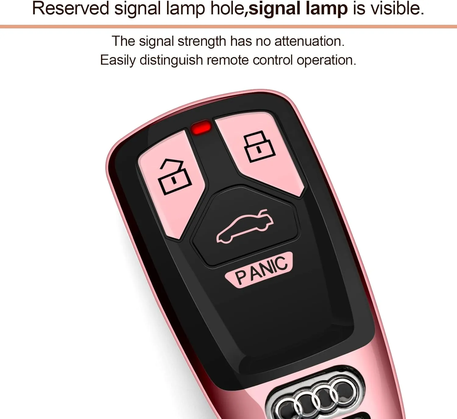 Car Key Fob Cover Compatible with Audi Accessories Protector Case Keychain Holder Pink
