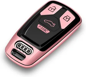 Car Key Fob Cover Compatible with Audi Accessories Protector Case Keychain Holder Pink