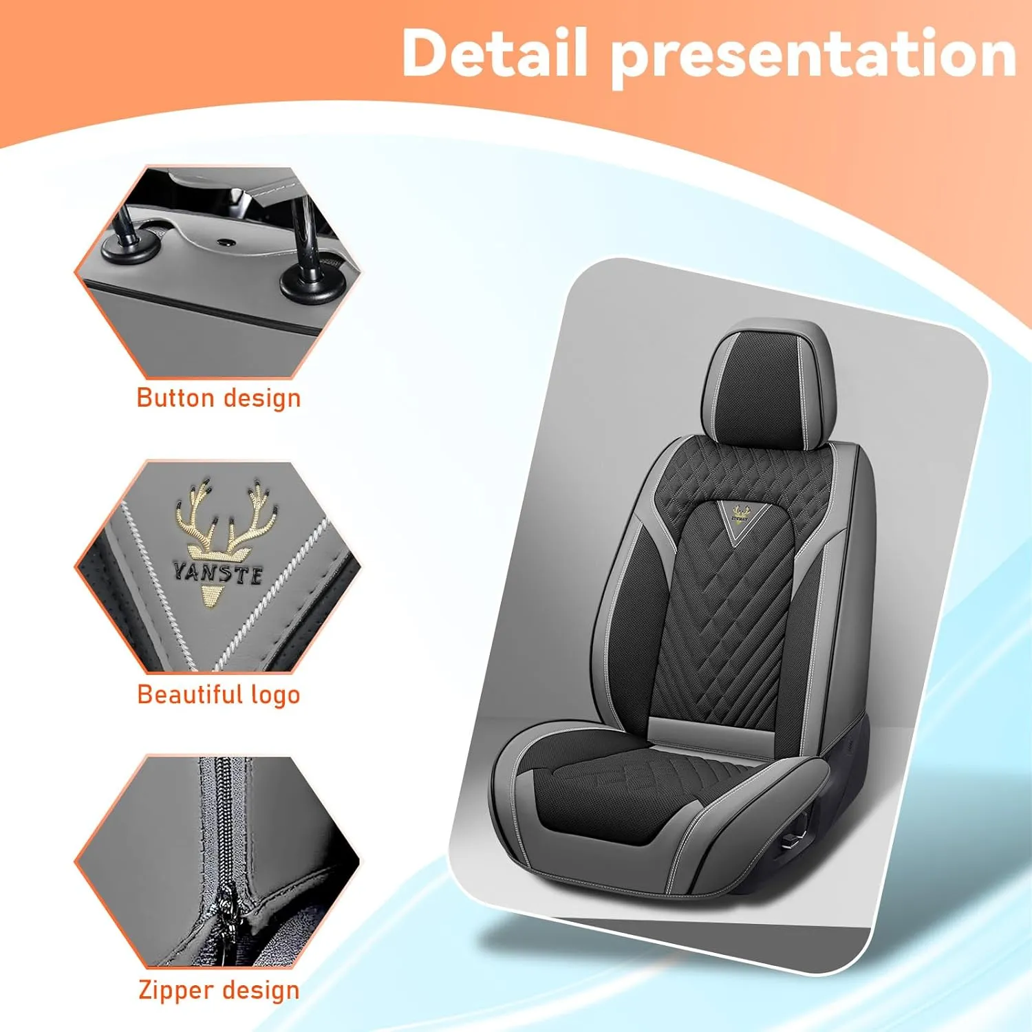 Car Seat Covers Fit for Saturn Ion 2003-2007,5 Seat Comfort Non-Slip Seat Cover Airbag Compatible,Waterproof Leather Seat Covers(Standard 5 Seat,Gray Black)