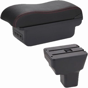Car Armrest for Nissan Kicks 2016 2017 2018 2019 2020 2021 2022 2023, Car Armrest Storage Box Car Arm Rest Arm Rest for Car Car Accessories,normal-D/Black-red-3usb