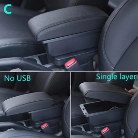 Car Armrest for Nissan Kicks 2016 2017 2018 2019 2020 2021, Car Armrest Storage Box Car Arm Rest Arm Rest for Car Car Accessories,Normal-C/Black White Nousb