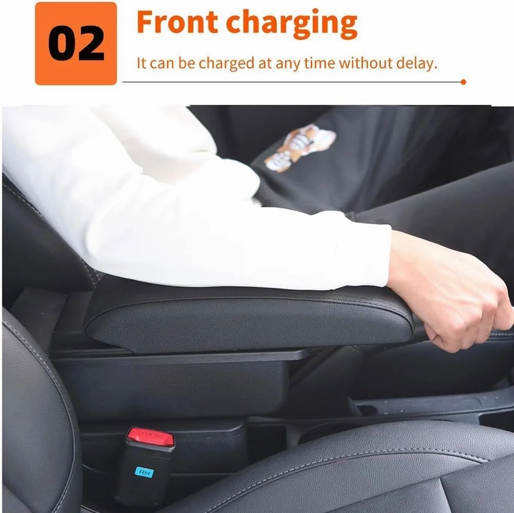 Car Armrest for Nissan Kicks 2016 2017 2018 2019 2020 2021, Car Armrest Storage Box Car Arm Rest Arm Rest for Car Car Accessories,Normal-C/Black White Nousb