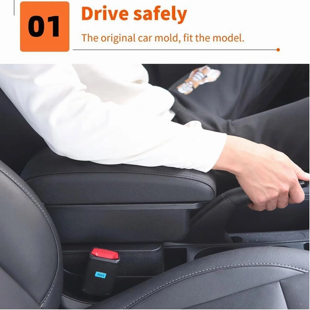 Car Armrest for Nissan Kicks 2016 2017 2018 2019 2020 2021, Car Armrest Storage Box Car Arm Rest Arm Rest for Car Car Accessories,Normal-C/Black White Nousb