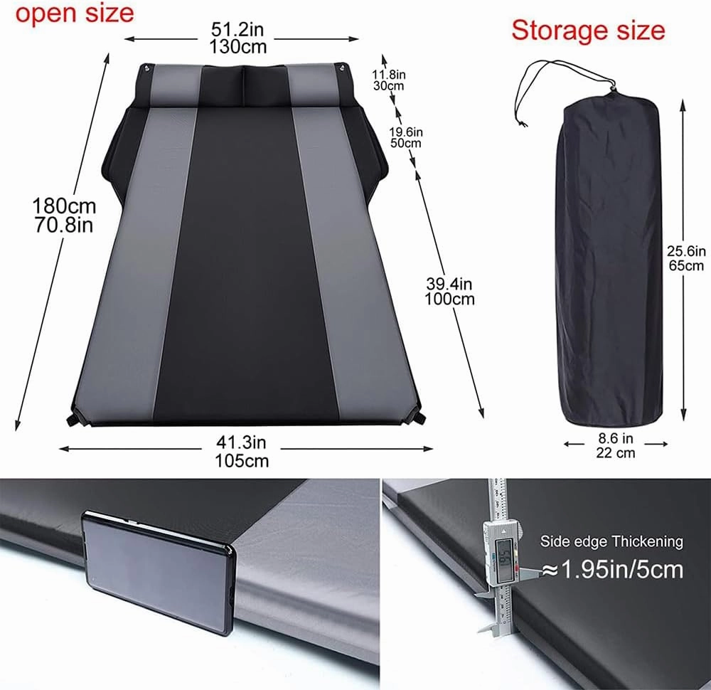 Car Automatic Inflatable Bed for BMW X5 F15 (5seats) 2013 2014 2015 2016 2017 2018 Rear-Seats-Have-Lights, Portable Movable Thickened Trunk Sleeping Bed Outdoor Camping Hiking Air Mattress