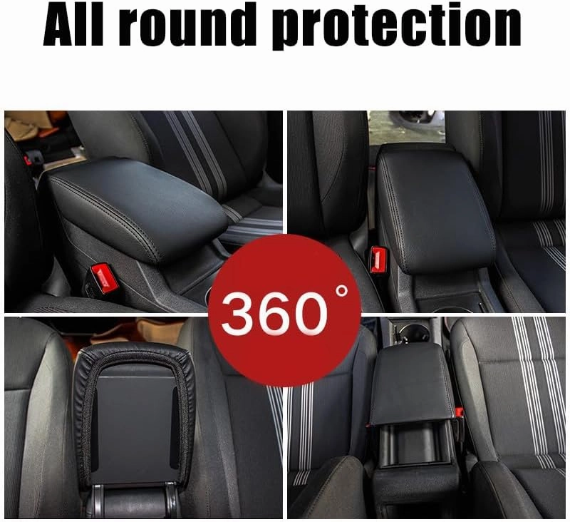 Car Center Console Protective Cover Suitable for Buick Excelle 2004 2005 2006 2007 2008 2009 2010 2012 2013 2014 2015 2016, Leather Watertight Armrest Box Protective Cover,Black