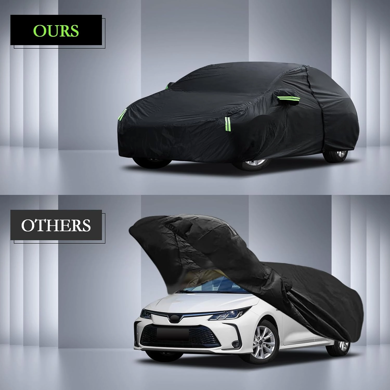 Car Cover Custom Fit for Toyota Corolla 2000-2025, Honda Civic 1991-2025, Waterproof All Weather Full Exterior Cover Rain Sun Hail Protector Car Cover with Door Zipper