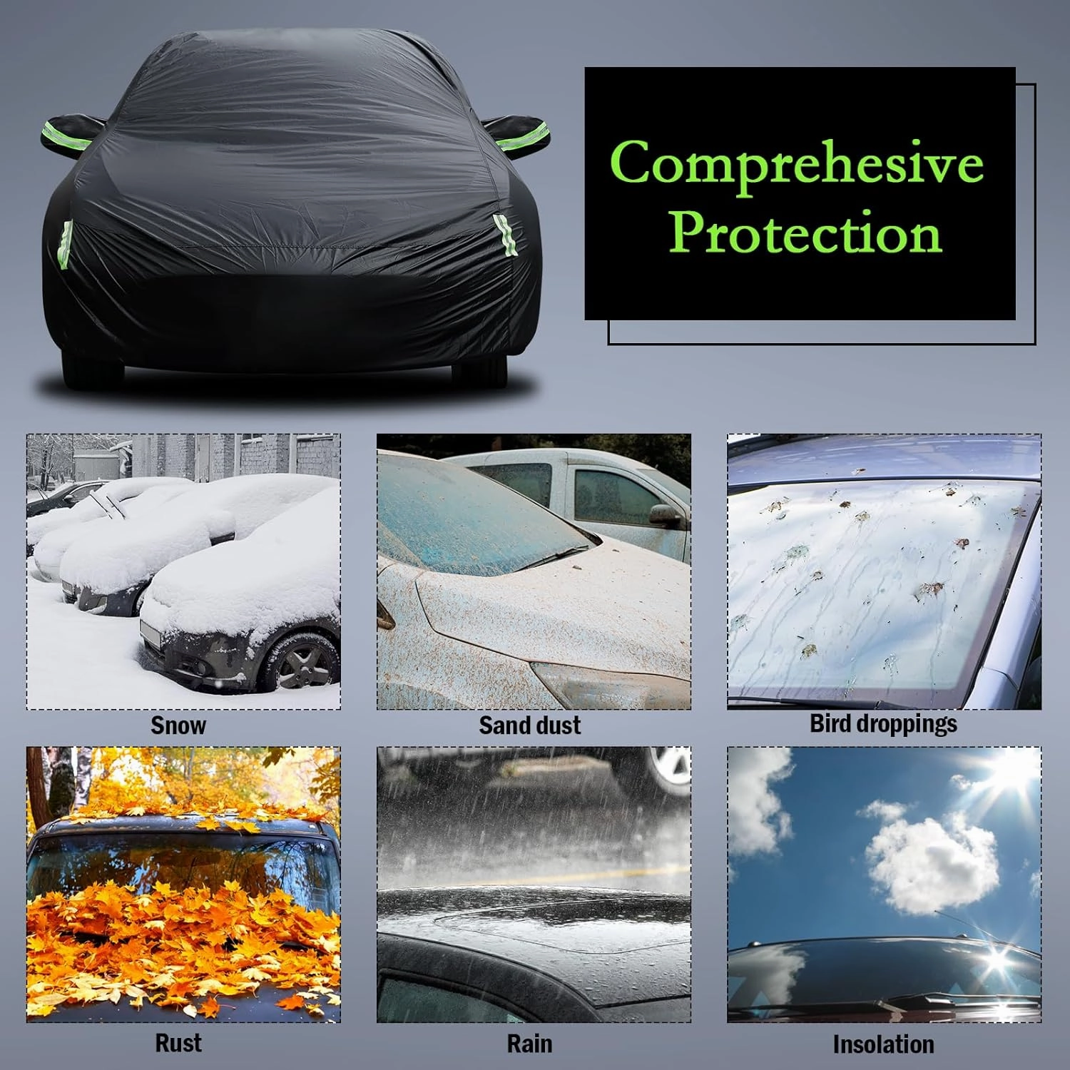 Car Cover Custom Fit for Toyota Corolla 2000-2025, Honda Civic 1991-2025, Waterproof All Weather Full Exterior Cover Rain Sun Hail Protector Car Cover with Door Zipper