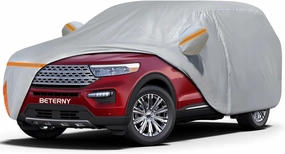 Car Cover for 2006-2025 Ford Explorer, Waterproof Custom-fit All Weather Sun Rain UV Dust Snow Protection Outdoor Explorer Full Car Cover with Door Zipper and Cotton Lining-Grey
