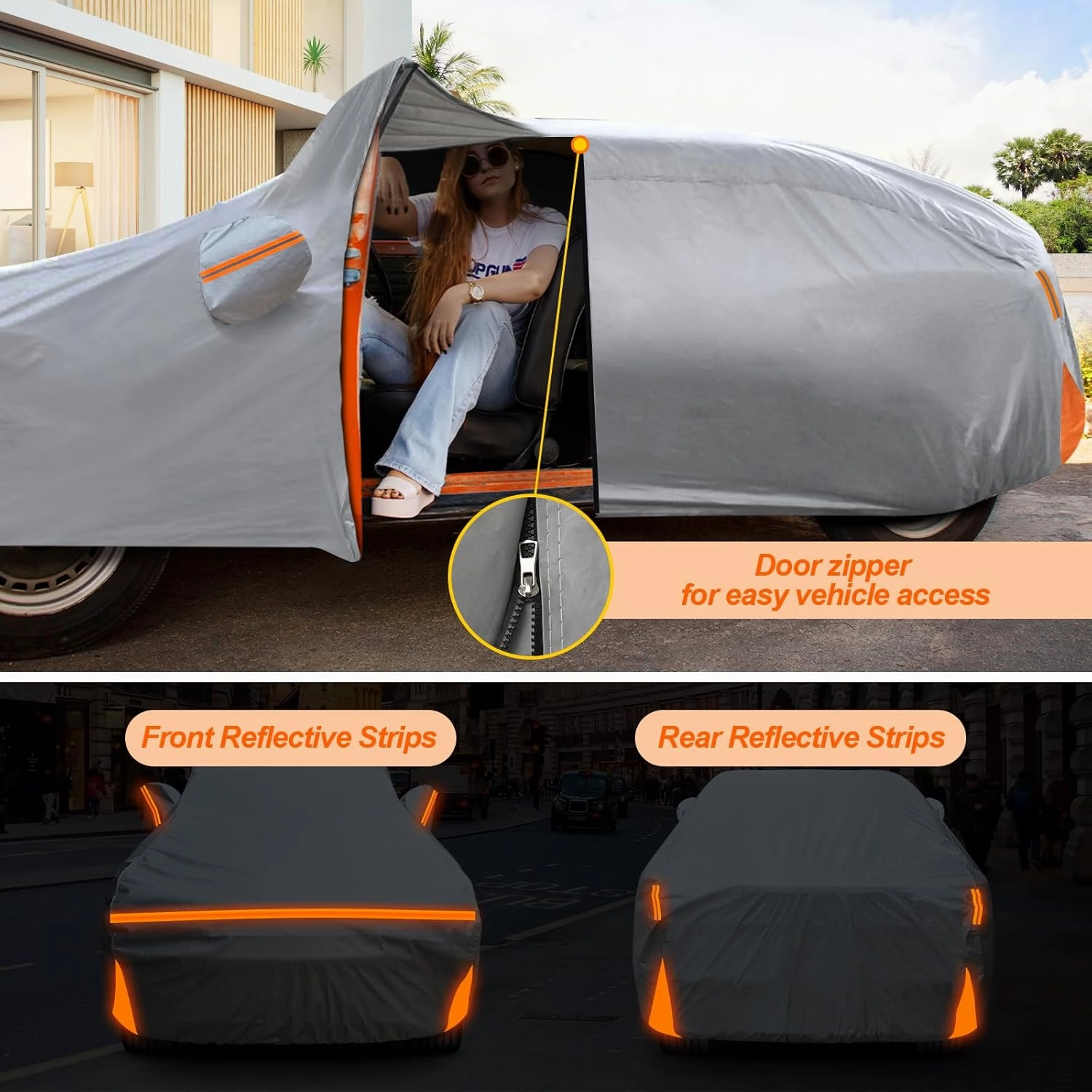 Car Cover for 2006-2025 Ford Explorer, Waterproof Custom-fit All Weather Sun Rain UV Dust Snow Protection Outdoor Explorer Full Car Cover with Door Zipper and Cotton Lining-Grey