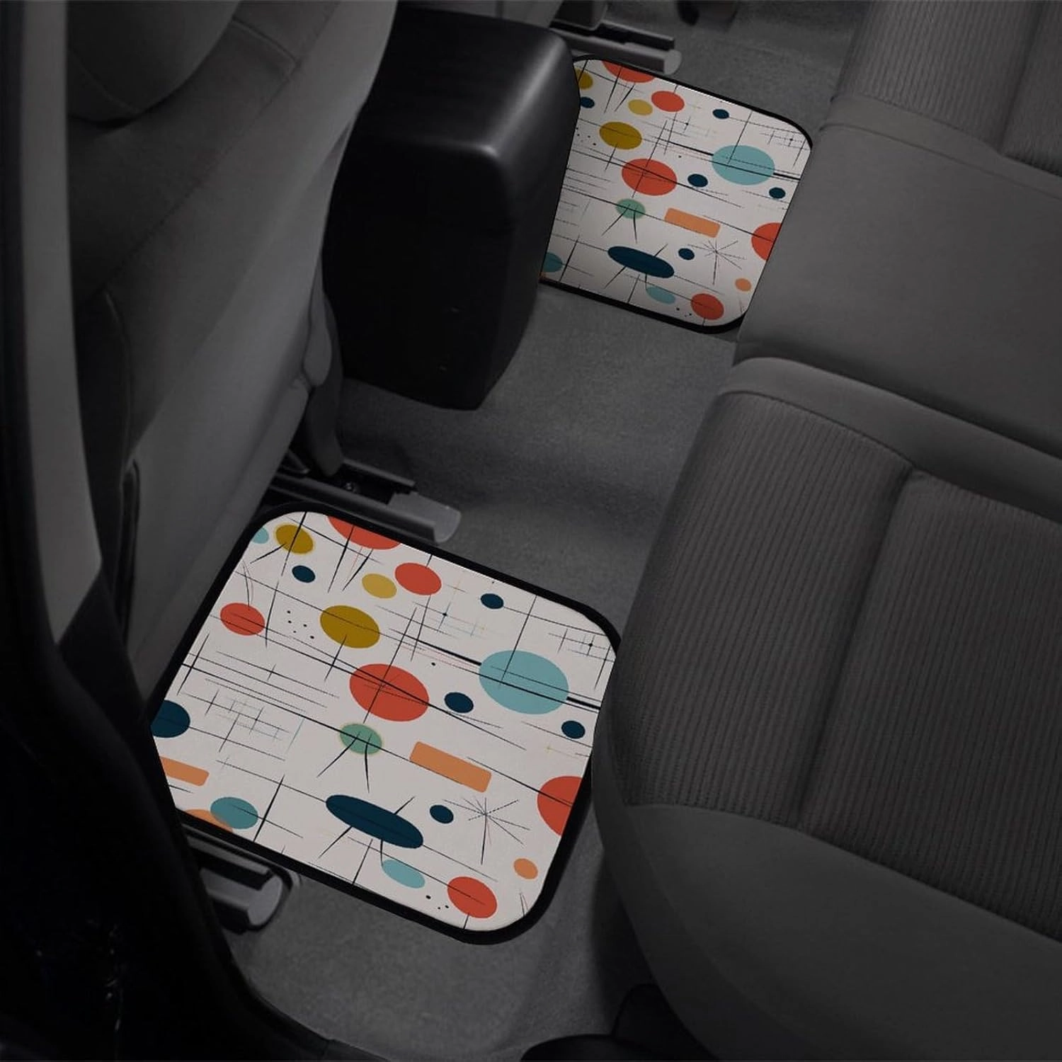 Car Floor Mats 4 Piece Universal Car Floor Mats Modern Mid Century Car Mat Set Rubber Floor Mats for Cars Non-Slip Car Foot Pad Car Carpet Decor Heel Pad for Most Vehicles