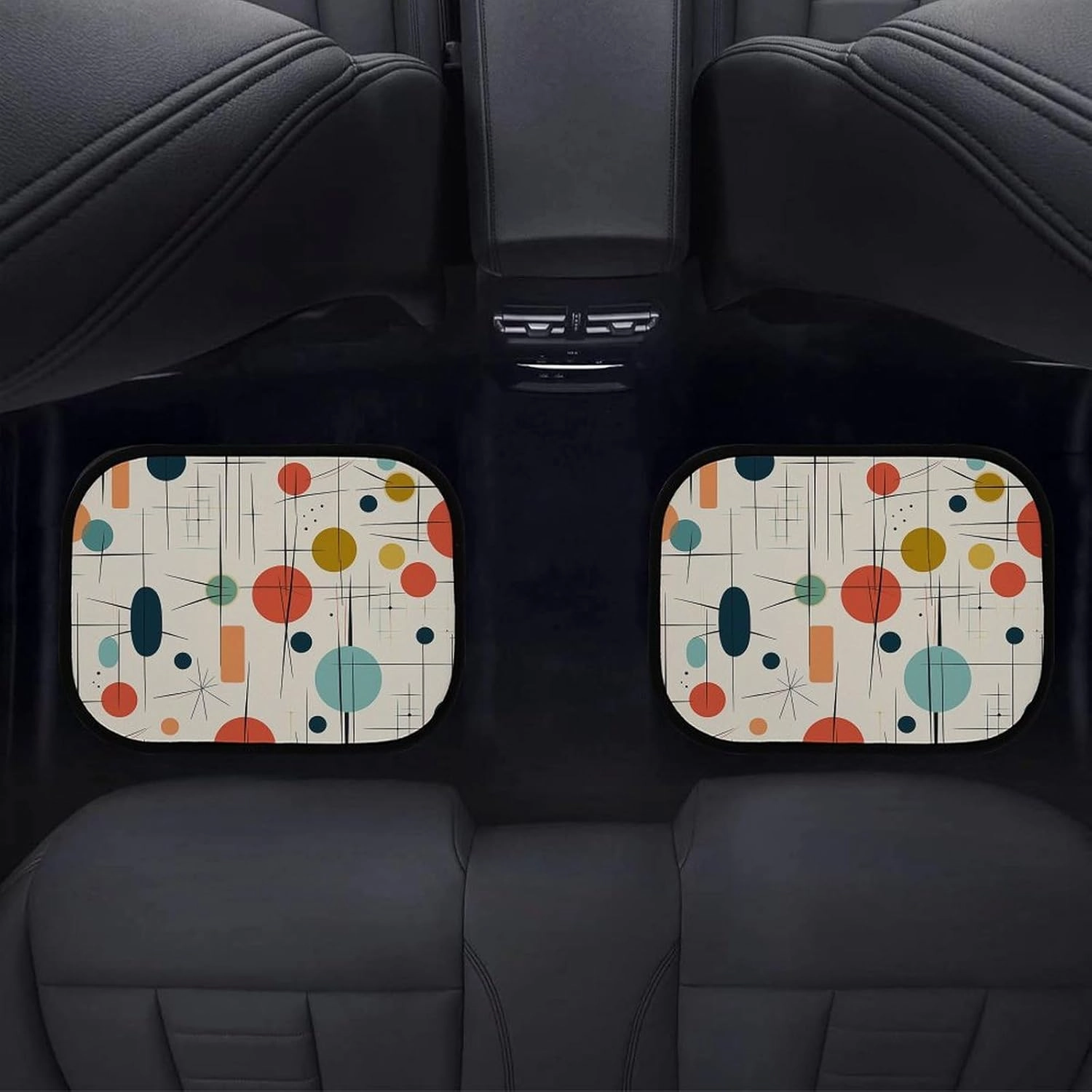 Car Floor Mats 4 Piece Universal Car Floor Mats Modern Mid Century Car Mat Set Rubber Floor Mats for Cars Non-Slip Car Foot Pad Car Carpet Decor Heel Pad for Most Vehicles