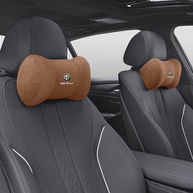 Car Headrest Pillow for Alfa Romeo Stelvio Giulia Giulietta Sportiva Mito, Car Neck Pillow, Head Neck Rest Cushion, Comfortable Soft Seat Back Pillows, Travel Pillow Cushion,B Brown