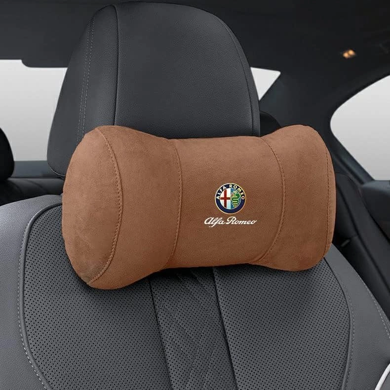 Car Headrest Pillow for Alfa Romeo Stelvio Giulia Giulietta Sportiva Mito, Car Neck Pillow, Head Neck Rest Cushion, Comfortable Soft Seat Back Pillows, Travel Pillow Cushion,B Brown