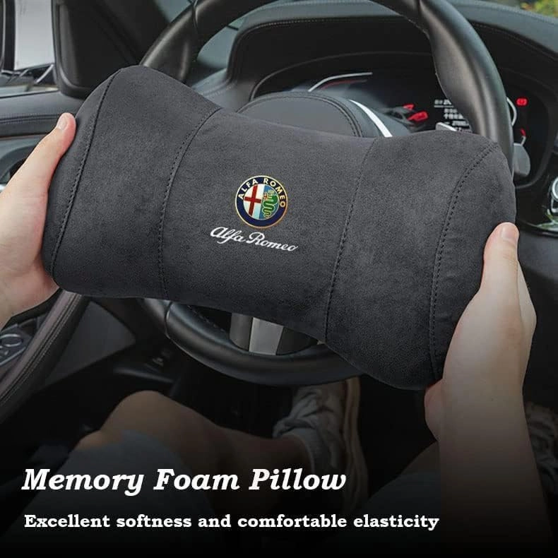 Car Headrest Pillow for Alfa Romeo Stelvio Giulia Giulietta Sportiva Mito, Car Neck Pillow, Head Neck Rest Cushion, Comfortable Soft Seat Back Pillows, Travel Pillow Cushion,D Beige