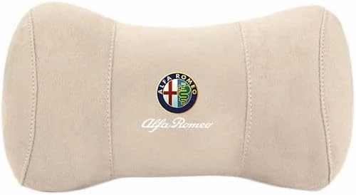 Car Headrest Pillow for Alfa Romeo Stelvio Giulia Giulietta Sportiva Mito, Car Neck Pillow, Head Neck Rest Cushion, Comfortable Soft Seat Back Pillows, Travel Pillow Cushion,D Beige