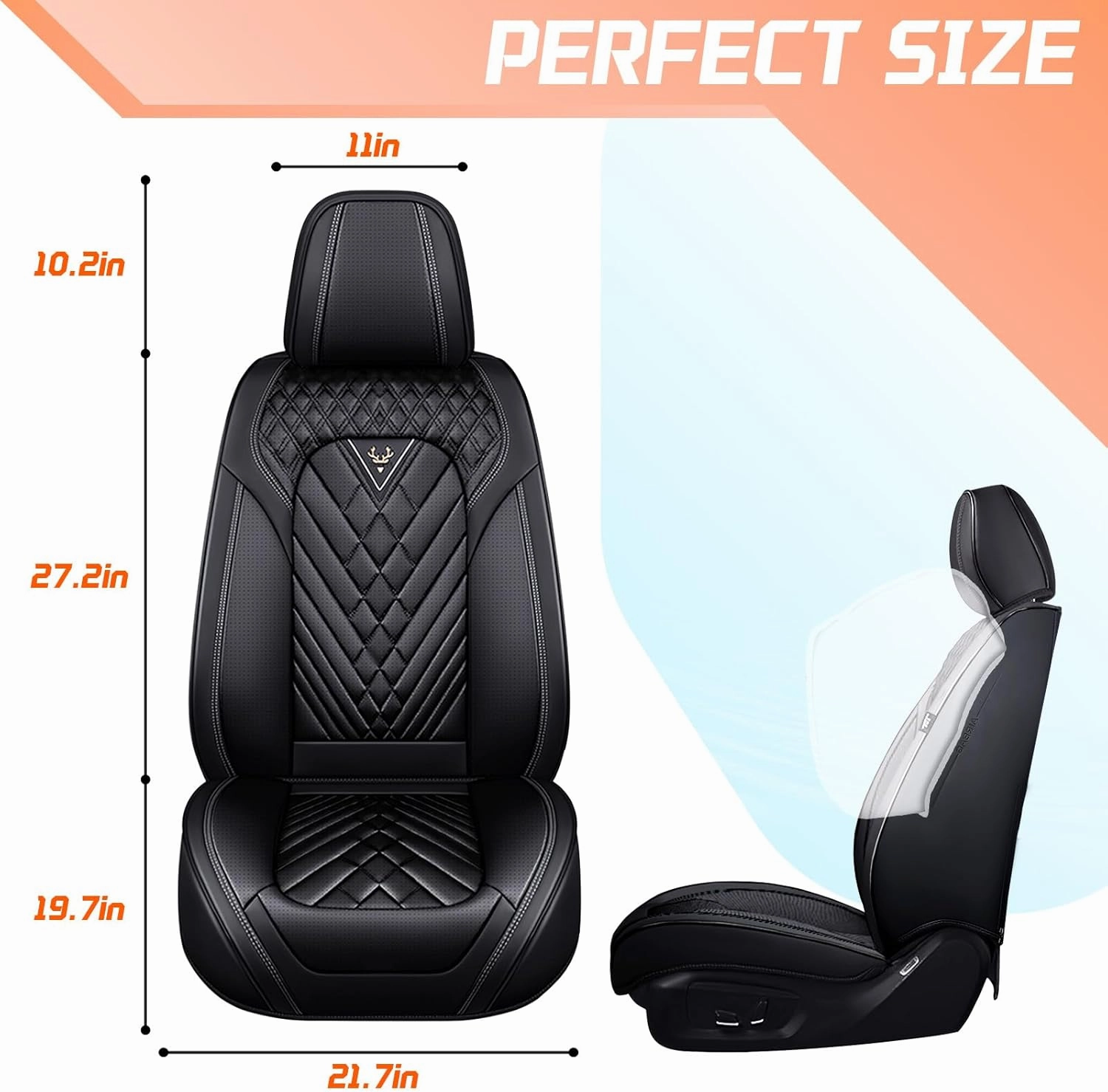 Car Seat Covers Fit for Buick Encore 2013-2022,2 Seat Comfort Non-Slip Seat Cover Airbag Compatible,Waterproof Leather Seat Covers(Standard 2 Seat,Black)