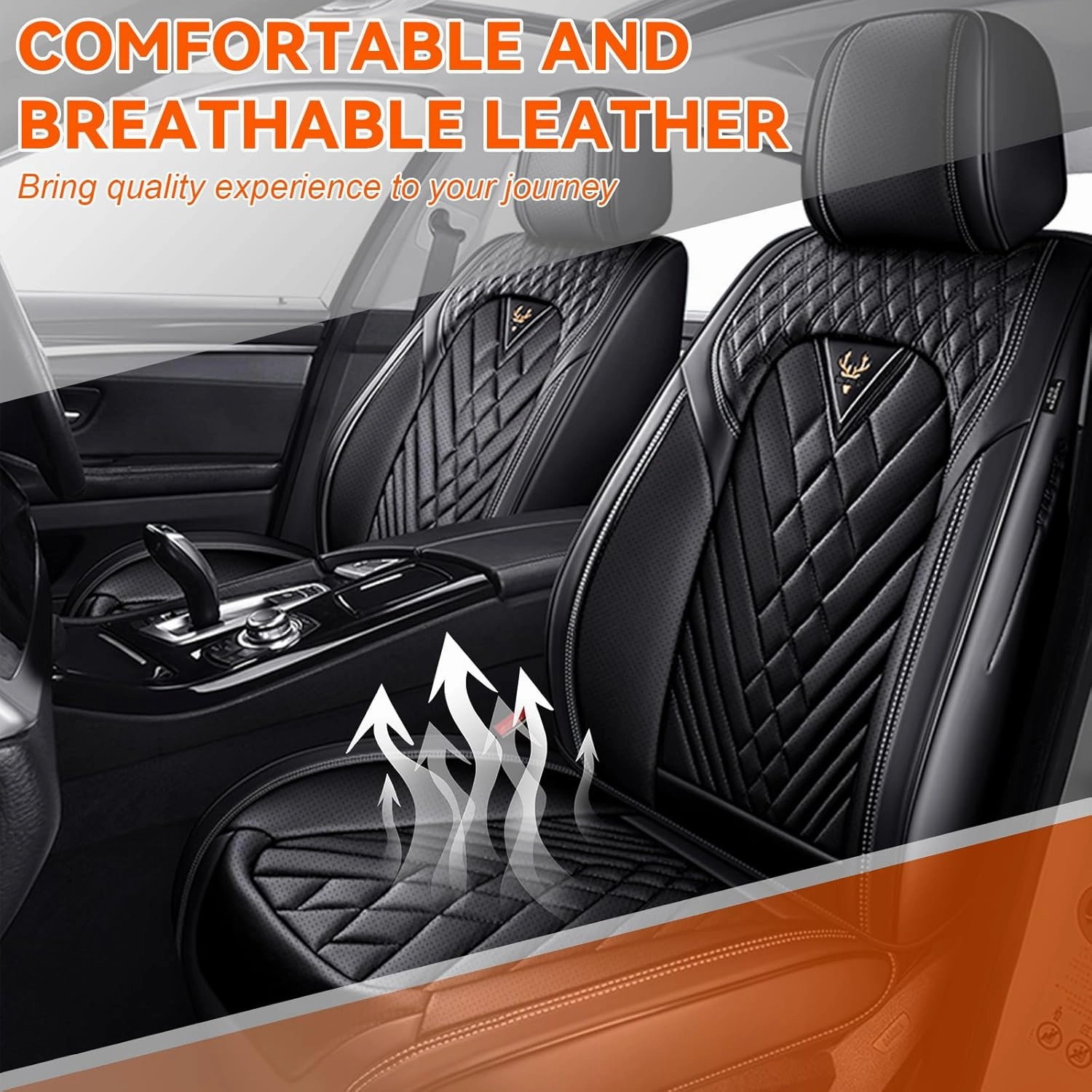 Car Seat Covers Fit for Buick Encore 2013-2022,2 Seat Comfort Non-Slip Seat Cover Airbag Compatible,Waterproof Leather Seat Covers(Standard 2 Seat,Black)