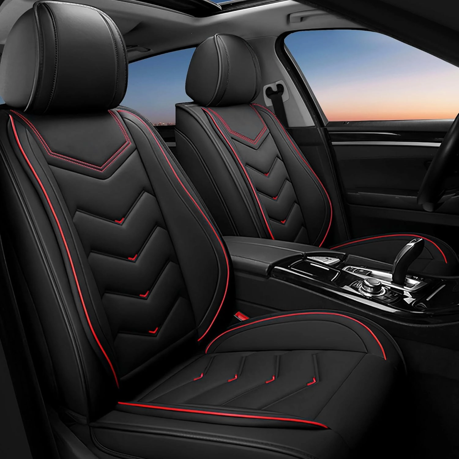 Car Seat Covers Fit for Land Rover 2000-2025, Stylish Sport Seat Covers, Waterproof Wear-Resistant Premium Nappa Leather Car Seat Covers.(2 Pcs Front/Black)