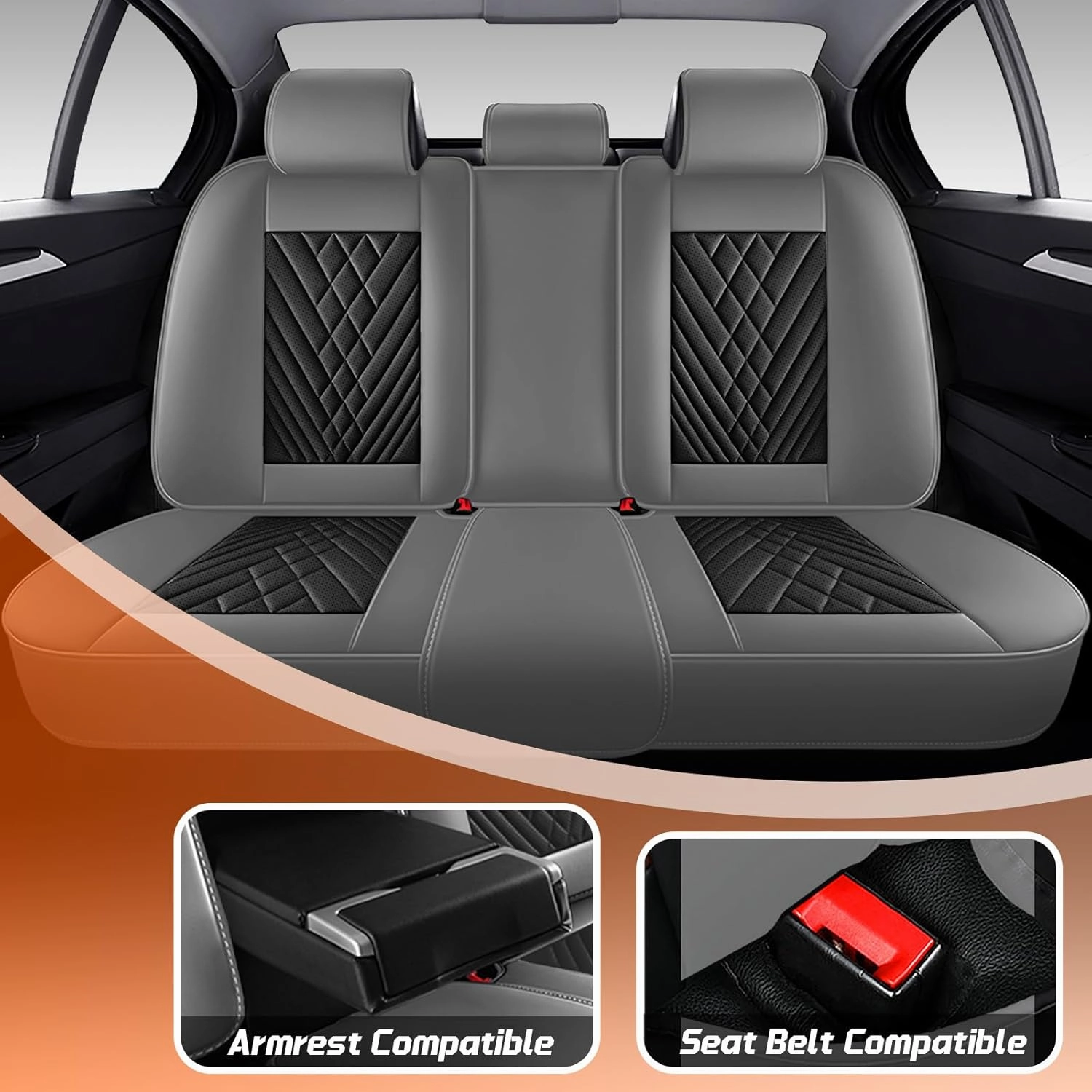 Car Seat Covers Fit for Subaru Ascent 2019-2025,5 Seat Comfort Non-Slip Seat Cover Airbag Compatible,Waterproof Leather Seat Covers(Standard 5 Seat,Gray Black)