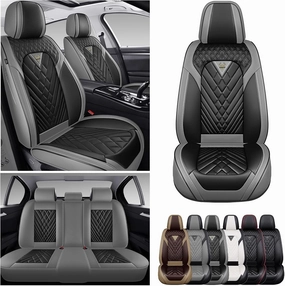 Car Seat Covers Fit for Subaru Ascent 2019-2025,5 Seat Comfort Non-Slip Seat Cover Airbag Compatible,Waterproof Leather Seat Covers(Standard 5 Seat,Gray Black)
