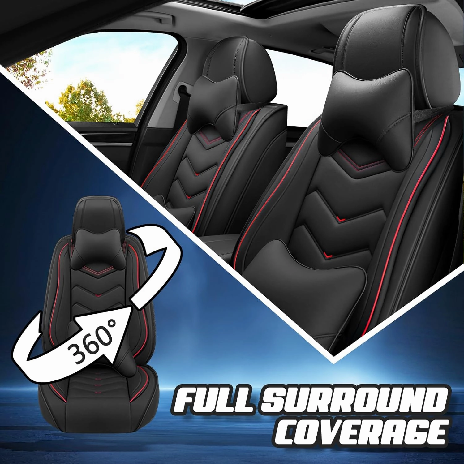 Car Seat Covers for GMC Sierra 1500 Limited 2019-2022, Premium Nappa Leather Car Seat Cover, Stylish Sport Seat Covers， Automobile Seat Cover Sets.(Luxury 5 Seats/Black)
