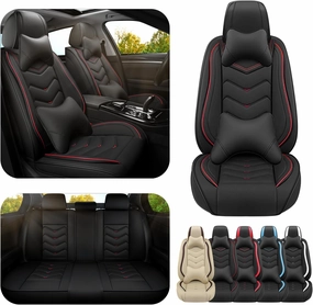 Car Seat Covers for GMC Sierra 1500 Limited 2019-2022, Premium Nappa Leather Car Seat Cover, Stylish Sport Seat Covers， Automobile Seat Cover Sets.(Luxury 5 Seats/Black)