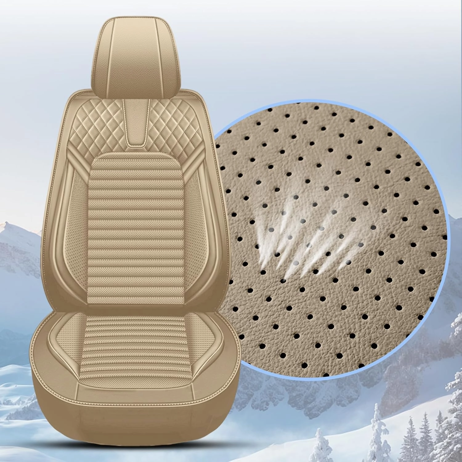 Car Seat Covers Full Set Fit for Hyundai Santa Cruz 2022-2025,Waterproof Laux Leather Seat Protectors for 5-Seat Vehicles(Beige)