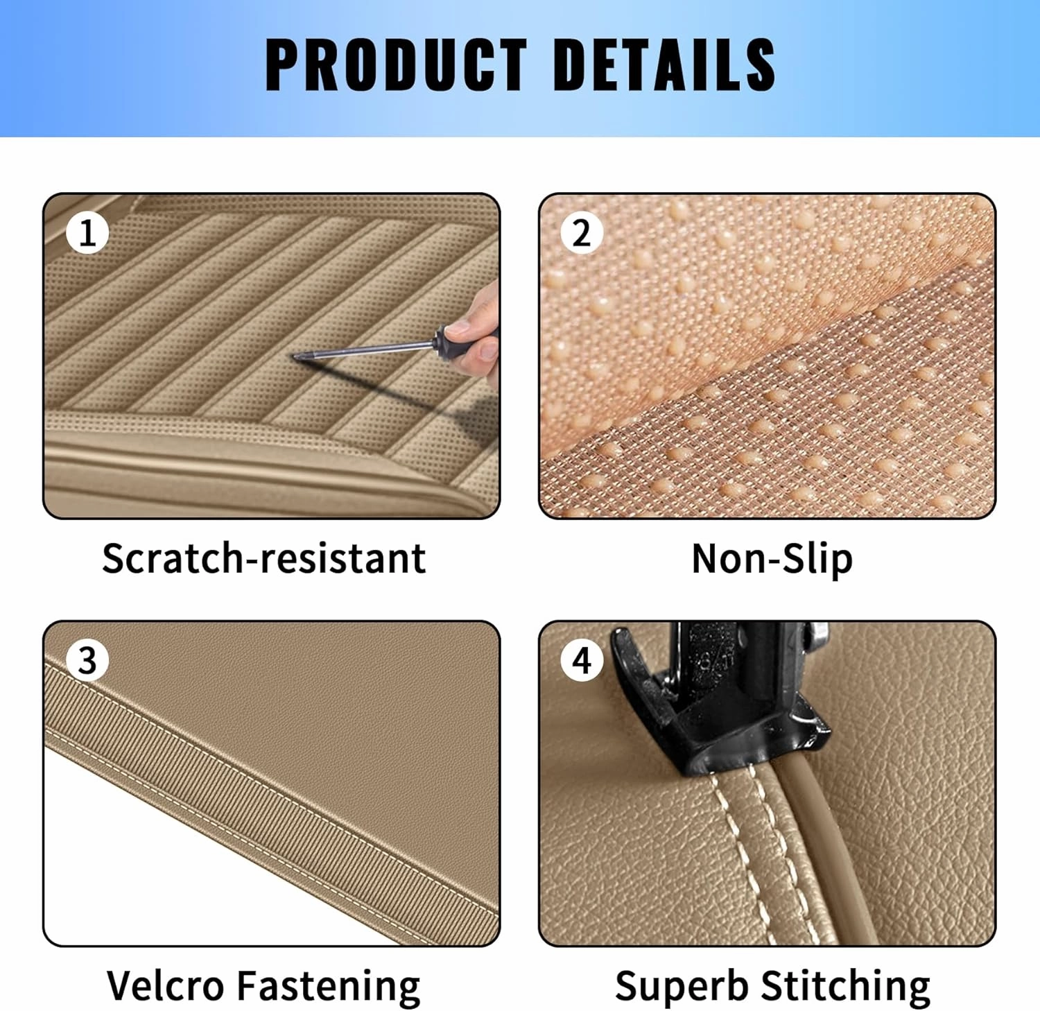 Car Seat Covers Full Set Fit for Hyundai Santa Cruz 2022-2025,Waterproof Laux Leather Seat Protectors for 5-Seat Vehicles(Beige)