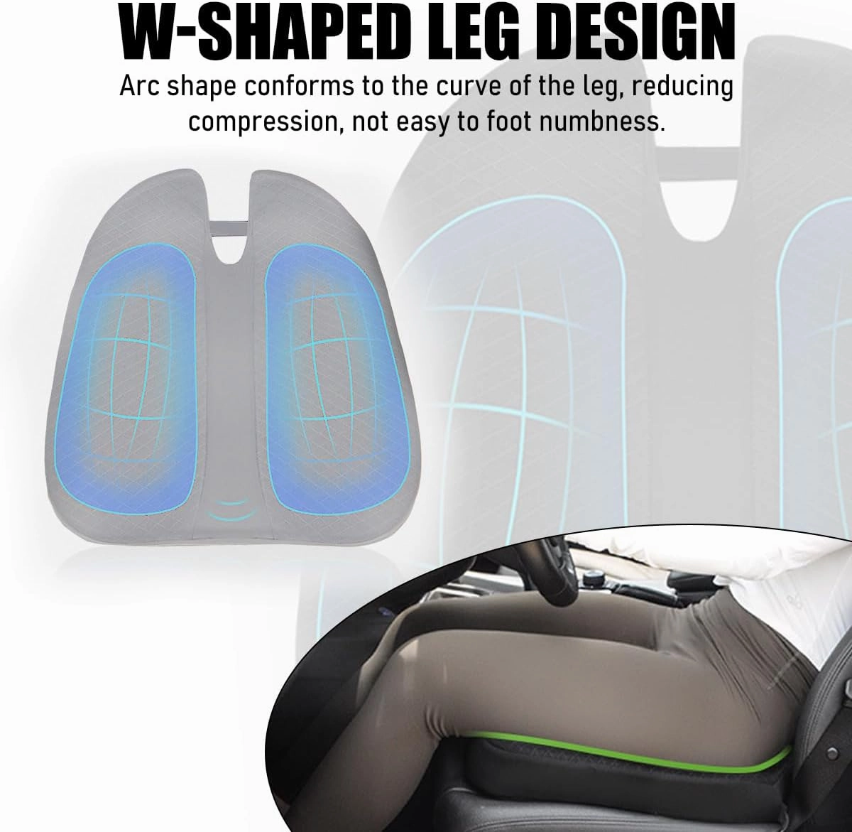 Car Seat Cushion, Soft Memory Foam Auto Cushion, Comfortable & Breathable Automotive Front Seat Buttom Cushion Pad, Universal Vehicle Truck SUV Van Car Accessories (Gray)